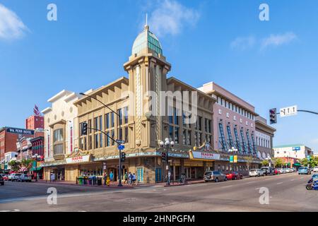 Fassade des historischen Theaters Gaslamp 15 Stockfoto