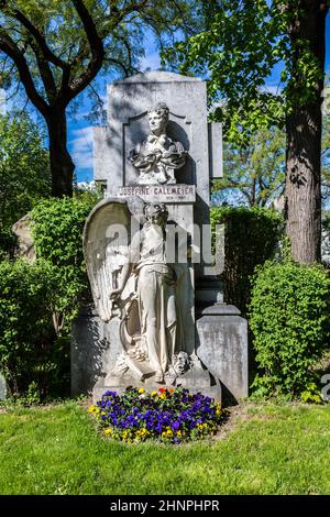 Letzte Ruhestätte des Josefine Callmeyer-Grabes auf dem Wiener Zentralfriedhof Stockfoto