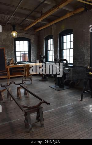 Das Ford Piquette Avenue-Werk von 1904 im Milwaukee Junction-Gebiet von Detroit, Michigan, war die erste eigens gebaute Ford-Fabrik und ist heute ein Museum. Stockfoto