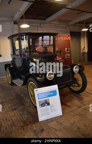 Das Ford Piquette Avenue-Werk von 1904 im Milwaukee Junction-Gebiet von Detroit, Michigan, war die erste eigens gebaute Ford-Fabrik und ist heute ein Museum. Stockfoto