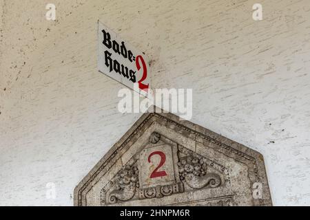 Historisches Badehaus am Sprudelhof in Bad Nauheim Stockfoto