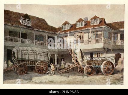 Old London, Tabard Inn, Southwark, 1810, Ausgangspunkt für Chaucer's Canterbury Pilgrims. Philip Norman Stockfoto