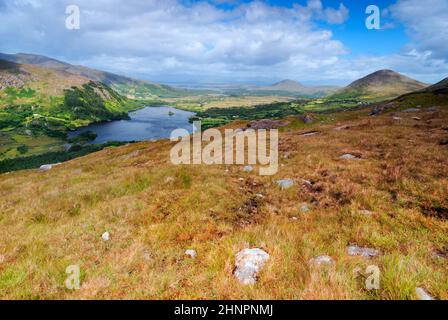 Blick über Tal im Killarney National Park, Irland Stockfoto