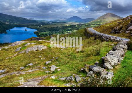 Blick über Tal im Killarney National Park, Irland Stockfoto