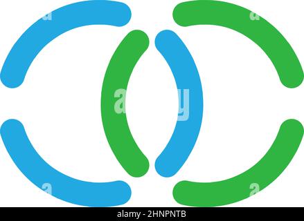Interlace, miteinander verbunden, sich schneidende Kreise, Ringe abstrakte symbolische Form, Symbol - Stock Vektor Illustration, Clip-Art Grafiken Stock Vektor