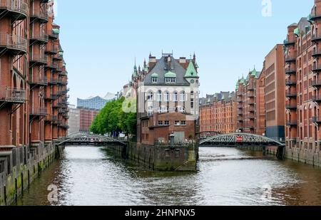 Eindruck der Speicherstadt, einem historischen Lagerhaus-Viertel in Hamburg Stockfoto