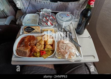 Airline Food auf dem Fach Stockfoto