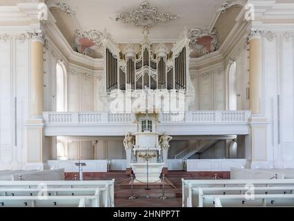 Im Inneren der Ludwigskirche in Saarbrücken, Deutschland Stockfoto