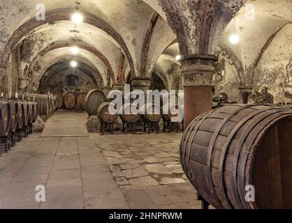 Alte Weinstube in Eberbach. Die Abtei ist ein ehemaliges Zisterzienserkloster in der Nähe von Eltville am Rhein im Rheingau Stockfoto