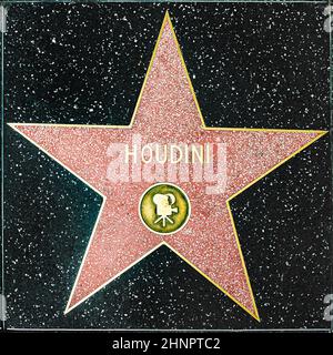 Nahaufnahme von Star auf dem Hollywood Walk of Fame für Houdini Stockfoto