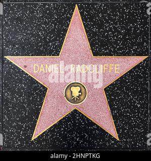 Nahaufnahme von Star auf dem Hollywood Walk of Fame für Daniel Radcliffe Stockfoto