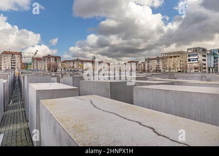 Ansicht des Jüdischen Holocaust-Denkmals in Berlin Mitte, Deutschland Stockfoto