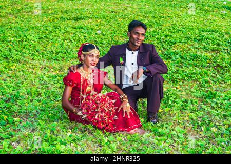 Frisch verheiratetes Paar Stockfoto