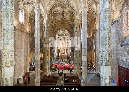 kirche Santa Maria im schönen Jeronimos-Kloster in Lissabon Stockfoto