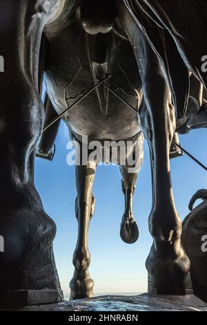 Teil des Pferdes des Wilhelm I. Denkmal auf dem Kyffhaeuser Berg Stockfoto