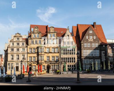 Rathaus und Roland-Statue auf dem Marktplatz in Bremen Stockfoto