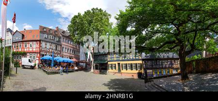 Historische Altstadt Frankfurt-Hoechst mit Fachwerkhäusern Stockfoto