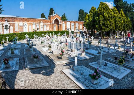 Grabsteine auf der Friedhof-Insel San Michele Stockfoto