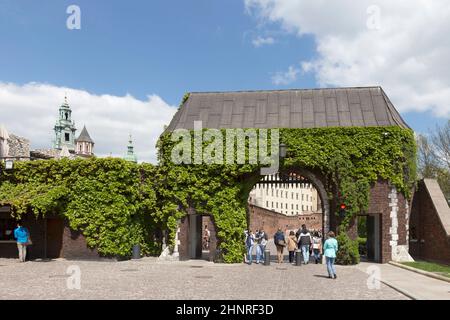 Besucher besuchen die Königliche Erzkathedrale Basilika der Heiligen Stanislaus und Wenzel auf dem Wawel-Hügel Stockfoto