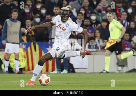 Barcelona, Spanien. 17th. Februar 2022. Barcelona, Spanien, 17th 2021. Februar: Victor Osimhen (9 Napoli) während des UEFA Europa League-Spiels zwischen Barcelona und Napoli im Camp Nou-Stadion in Barcelona, Spanien. Rafa Huerta/SPP Credit: SPP Sport Press Photo. /Alamy Live News Stockfoto