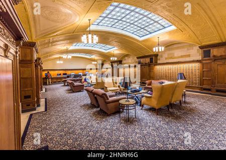 Innenraum der Yale University Bibliothek Stockfoto