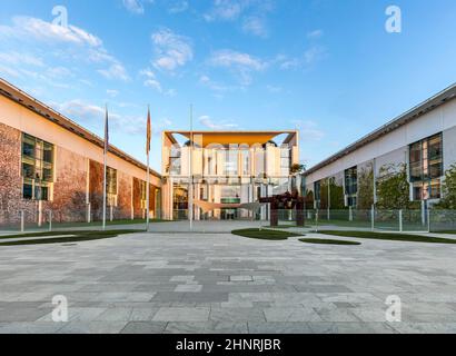 Das Bundeskanzleramt bei Sonnenaufgang Stockfoto