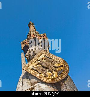 Berühmte Roland-Statue auf dem Marktplatz in Bremen Stockfoto