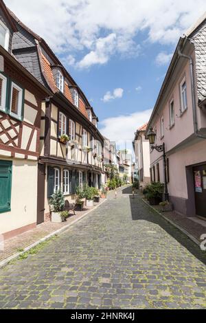 Historische Altstadt Frankfurt-Hoechst mit Fachwerkhäusern Stockfoto