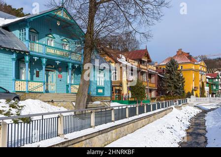 Historische Gebäude in Krynica Zdroj Stockfoto