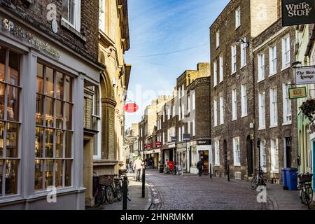 Typische Straßenszene in der Altstadt von Cambridge Stockfoto