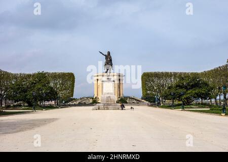 Reiterstatue des Königs Ludwig XIV. Auf der Peirou-Promenade, Montpellier, Languedoc-Roussillon Stockfoto