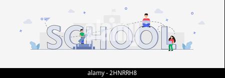 Schule Konzept Panorama Web-Vorlage für Werbung - Vektor-Illustration Stockfoto