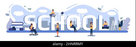 Schule Konzept Panorama Web-Vorlage für Werbung - Vektor-Illustration Stockfoto