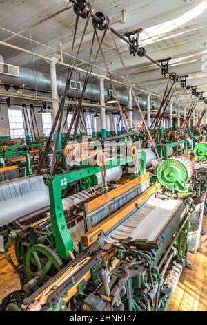 Besuch des Industriemuseums Boott Baumwollmühlen in Lowell, USA Stockfoto