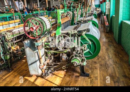 Besuch des Industriemuseums Boott Baumwollmühlen in Lowell, USA Stockfoto