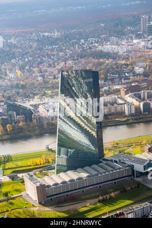 Luftaufnahme des Hauptquartiers der europäischen Zentralbank Stockfoto