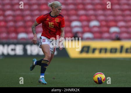 MIDDLESBROUGH, GROSSBRITANNIEN. FEB 17th Spaniens MAPI Leon beim Arnold Clark Cup Spiel zwischen Deutschland und Spanien im Riverside Stadium, Middlesbrough am Donnerstag, 17th. Februar 2022. (Kredit: Mark Fletcher | MI News)L Kredit: MI Nachrichten & Sport /Alamy Live News Stockfoto