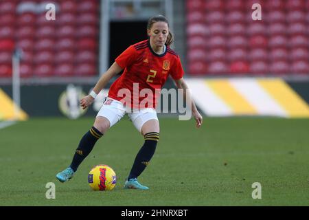 MIDDLESBROUGH, GROSSBRITANNIEN. FEB 17th Spaniens Ona Batlle während des Arnold Clark Cup Spiels zwischen Deutschland und Spanien im Riverside Stadium, Middlesbrough am Donnerstag, 17th. Februar 2022. (Kredit: Mark Fletcher | MI News)L Kredit: MI Nachrichten & Sport /Alamy Live News Stockfoto