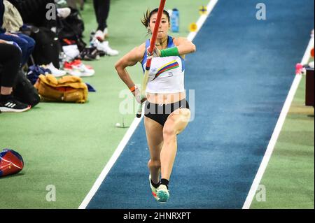 Lievin, Frankreich, Frankreich. 17th. Februar 2022. Huiqin XU aus China während der World Athletics Indoor Tour, Treffen mit Hauts-de-France Pas-de-Calais in der Arena Stade Couvert am 17. Februar 2022 in Lievin, Frankreich. (Bild: © Matthieu Mirville/ZUMA Press Wire) Stockfoto