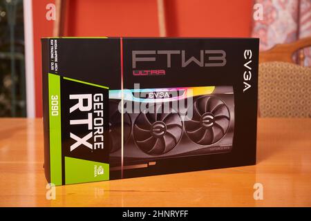 EVGA GeForce RTX 3090 Nvidia GPU Box Stockfoto