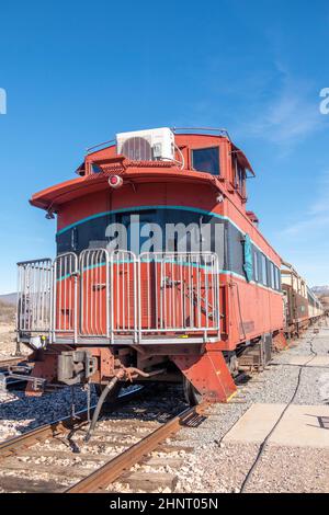 Verde Canyon Railroad Caboose Train Car am Bahnhof Stockfoto