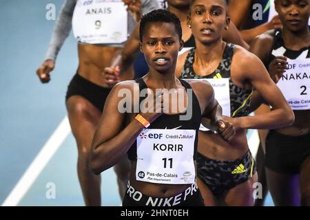 Lievin, Frankreich, Frankreich. 17th. Februar 2022. Naomi KORIR aus Kenia während der World Athletics Indoor Tour, Treffen mit Hauts-de-France Pas-de-Calais in der Arena Stade Couvert am 17. Februar 2022 in Lievin, Frankreich. (Bild: © Matthieu Mirville/ZUMA Press Wire) Stockfoto