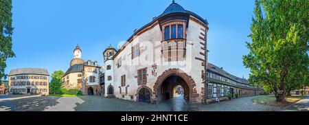 Schöner Blick auf die alte Burg von Budingen, Deutschland Stockfoto