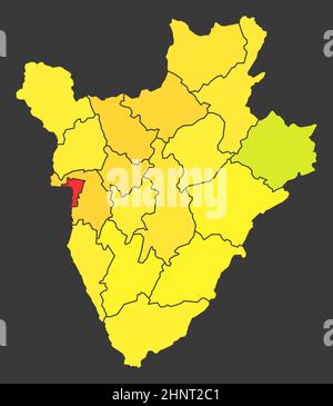 Burundi Bevölkerung Wärmekarte als Farbdichte Illustration Stockfoto