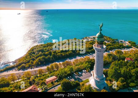 Trieste Leuchtturm Vittoria Luftaufnahme, Friaul Julisch Venetien Region von Italien Stockfoto