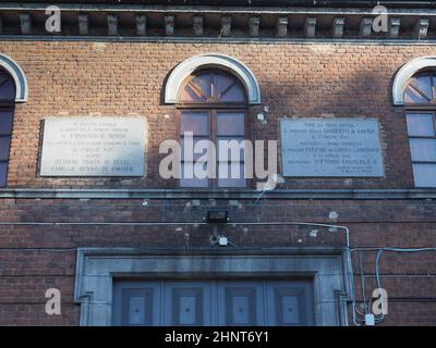 Gebäude bei der Eröffnung des Canale Cavour Kanals in Chivasso Stockfoto