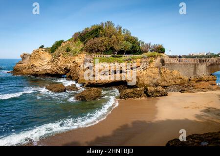 Felsen von Basta und am Meer in biarritz Stockfoto