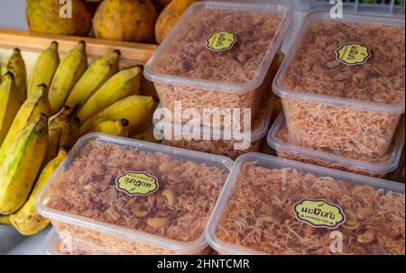 Reife leckere Bananen Früchte Thailändisches Essen Koh Samui in Thailand. Stockfoto