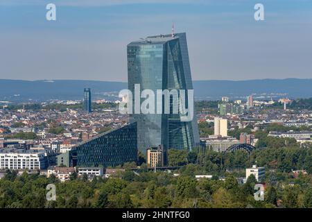 Ansicht des Hauptquartiers der Europäischen Zentralbank in Frankfurt, Deutschland Stockfoto