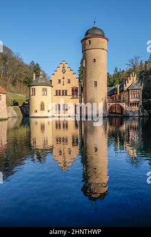 Das Wasserschloss Mespelbrunn in Mespelbrunn, Bayern, Deutschland Stockfoto